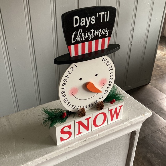 NWT- Wooden Snowman ⛄️ Let It Snow 24 Days To Christmas Countdown Decoration - Picture 12 of 16